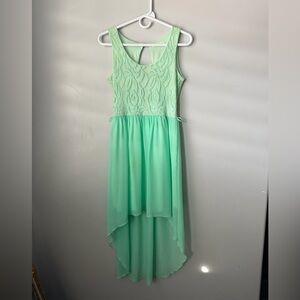 Bohme Lime Green Midid asymmetrical Sleeveless Lace Dress
